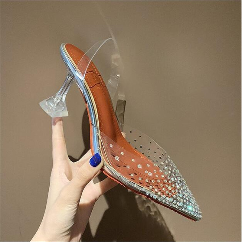 

New 2020 Pvc Clear Transparent Fetish Luxury Designer Woman Extreme Mules Super High Heels Women Sexy Shoes Ladies Pumps Sandals, 9 cm