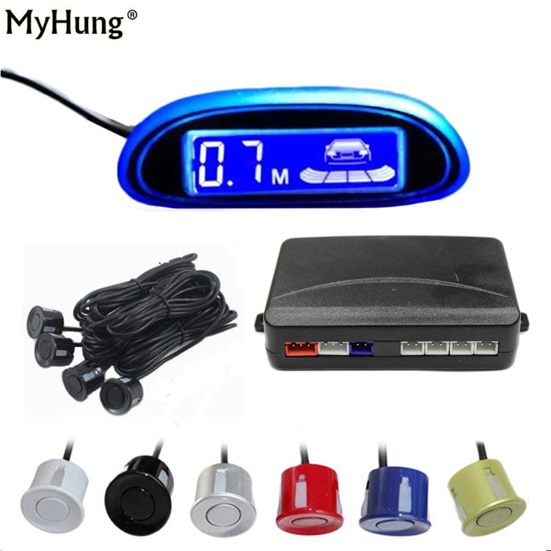 

Human Voice Car LED Parking Sensor Display With 4 Sensors Cars Blue Light Sensor Reverse Assistance Backup Radar Monitor System