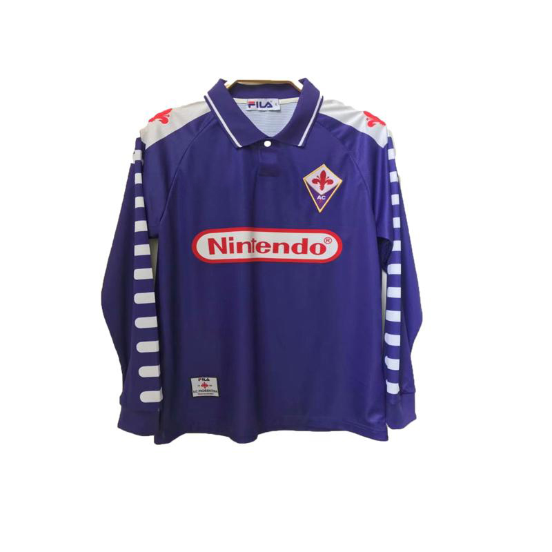 

98 1999 RETRO Fiorentina soccer jerseys 1998 99 classic camicia vintage florence away white home purple BATISTUTA RUI COSTA football shirts, Black;yellow