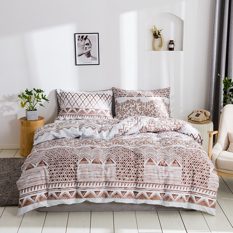 

Bed Sheet Sets Fitted Flat Sheets 3 pcs Brown Twin Double Queen  Bedding Sets Teenager Kids Quilt Cover Bed Pillowcases, Black