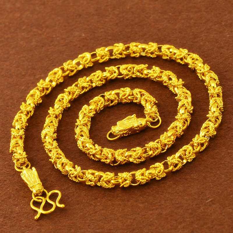 

Hot Fashion Vietnam Alluvial Gold Mens Necklace Keep Color Ambition Dragon Head Chain Necklace