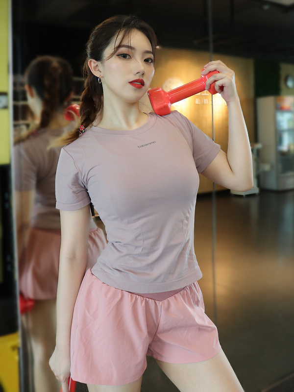 

Top women Super good quality elastic tight-fitting yoga clothes Quick Dry Fitness Wear pink and violet color, Purple