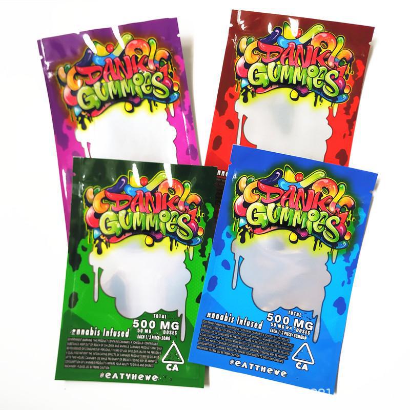 

Dank Gummies Bags Edibles Bags Packaging Worms 500MG Edibles Bears Cubes Gummy bags Wholesale