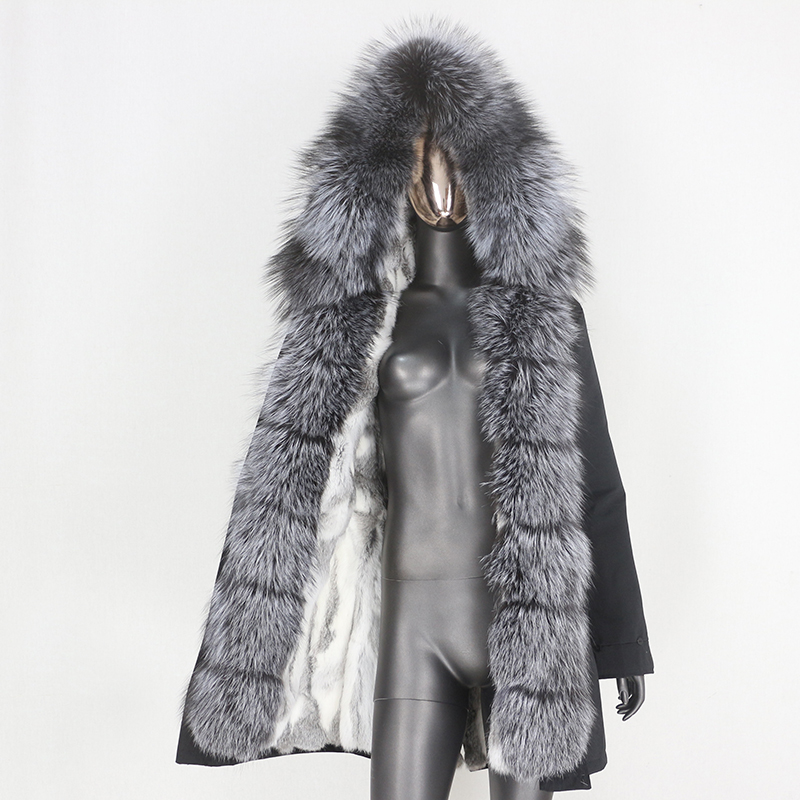 

Women's Fur & Faux BLUENESSFAIR 2021 Waterproof Winter Jacket Women Long Parka Real Liner Coat Natural Raccoon Collar Warm Outwear, White natural d