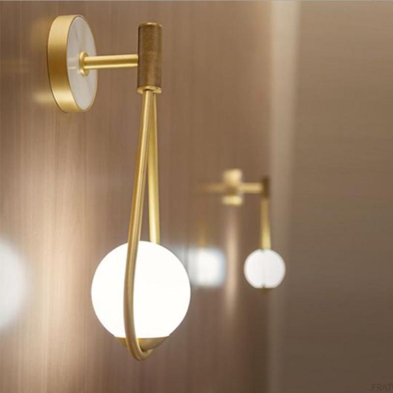 

Nordic living room metal wall lamp modern minimalist dining hotel bedroom bedside glass wall lamp