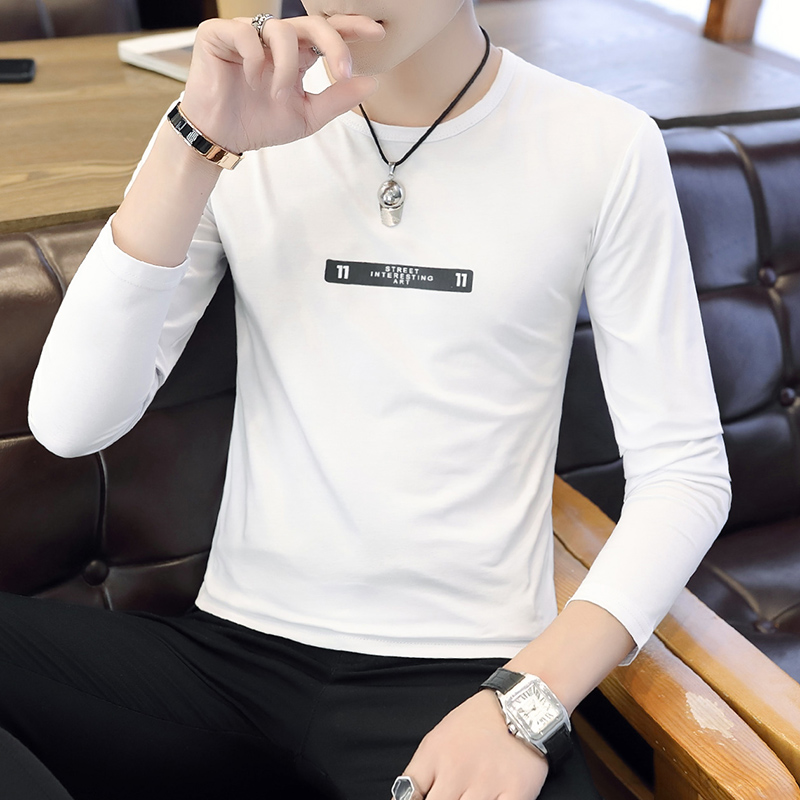 

Long Sleeve T-shirt men's spring thin top cotton bottom shirt trend small shirt youth simple spring clothes, Camel