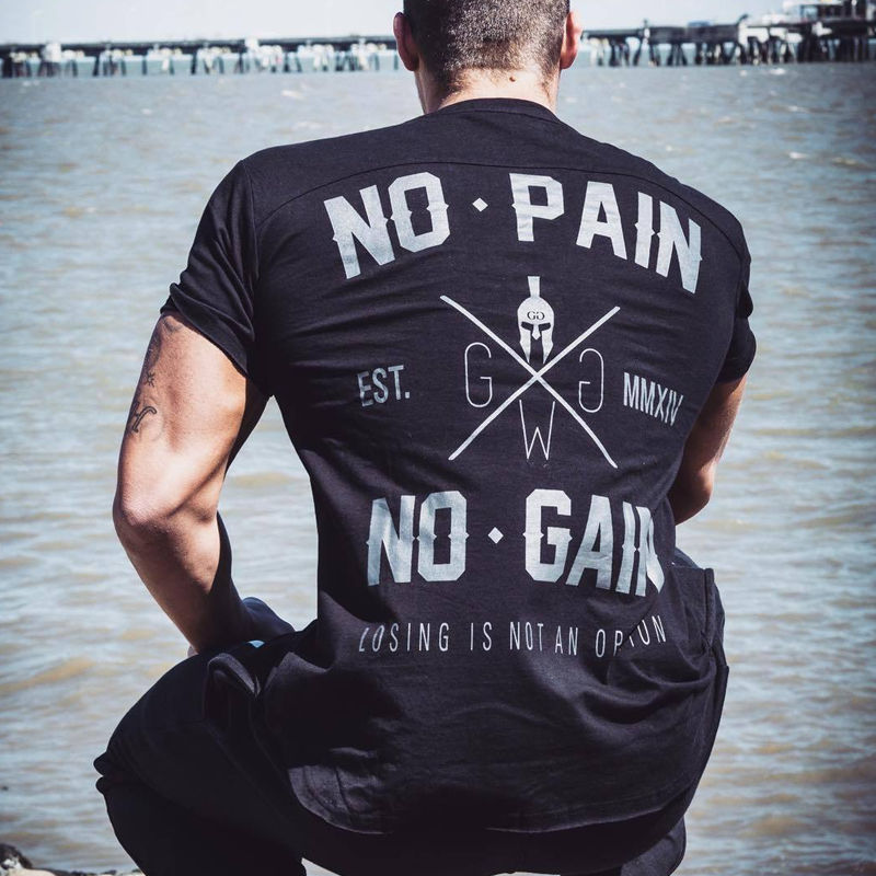 

2020 New Men Casual Fashion Print T-shirt Summer Gyms Fitness Short sleeve Cotton t shirts Man Slim Tee Tops Male Brand clothing, C4