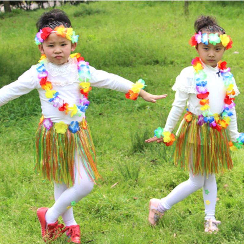 

A Set Counts Tropical Hawaiian Luau Flower Lei Party Favors Wreath Hawaiian Style Festival Decoration L*5, Green