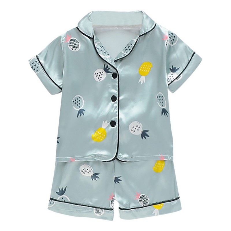 

Summer Children Homewear Kids Girls Pajamas Sets Baby Nightwear Girl Boys Shirt Pant Set Casual Sleepwear, Beige