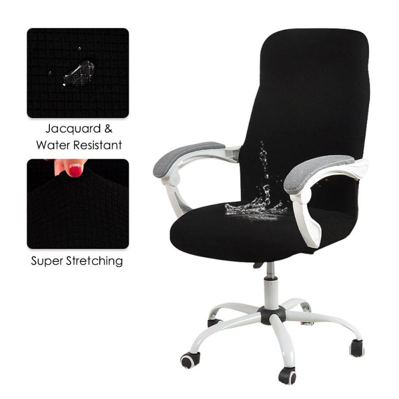 

Black Waterproof Office Chair Cover Spandex Elastic Stretch Black Lift Computer Arm Chair Seat Cover Cushion 1PC M/L Size