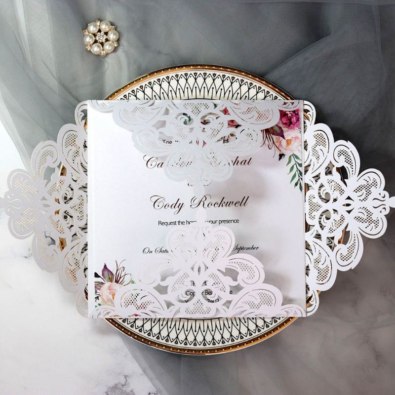 

20 Pcs European Style Wedding Invitation Cards Personalized Hollow out Cover Pocket with Seal Envelope Kits Party Supply