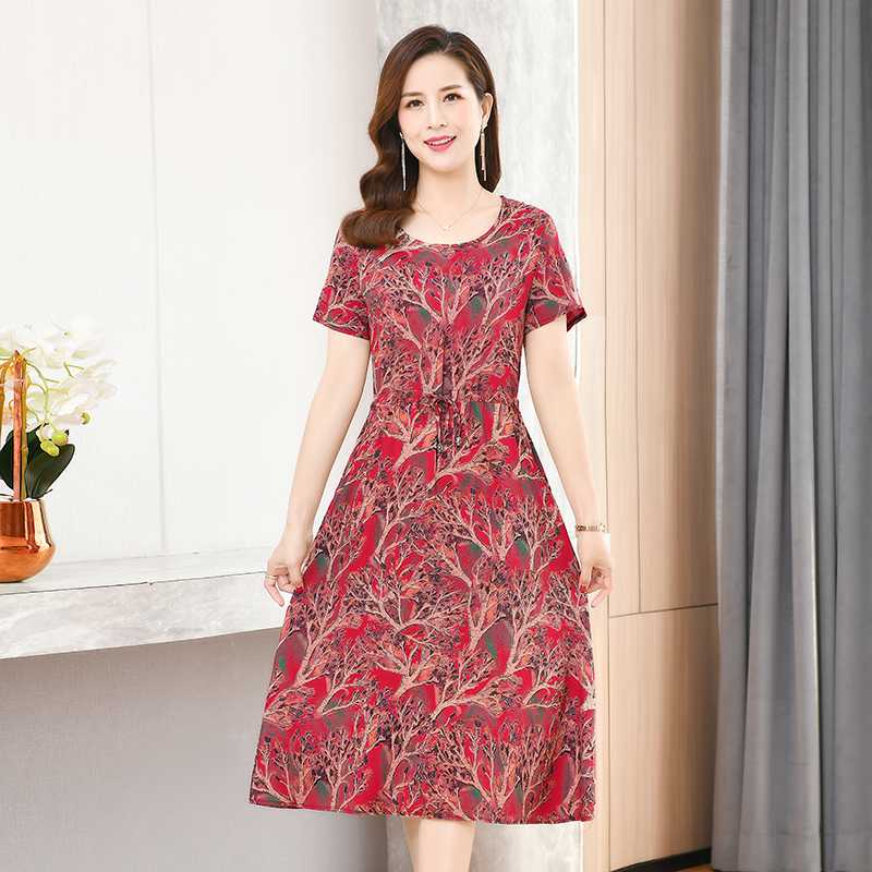 

Summer Women Dress 2020 Vintage Bohemian Floral Beach Dress Sundress Short Sleeve O-neck Plus Size Vestidos Print Female Casual, Color 6