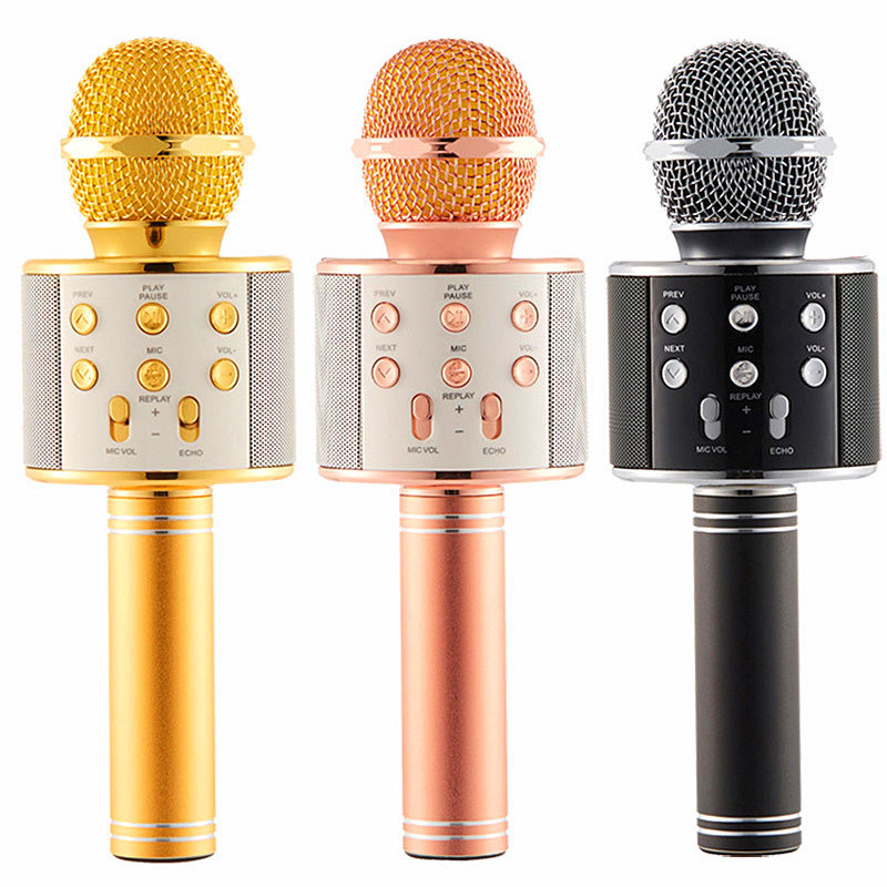 

1PCs Portable Bluetooth Wireless Microphone Speaker Handheld Karaoke Mic Music Player Singing Recorder Super Bass KTV Microphone