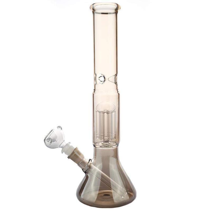

16" Fumed color gradient hookah straight neck beaker bong with tree arms percolator