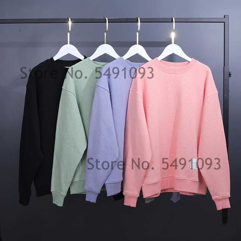 

Unisex O-neck sweatshirt 4 Color Men's and Women's Long Sleeve Plus Velvet Warm Autumn Winter Casual Lady pullover top, Green