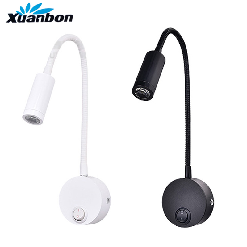 

1W 3W LED Hose Wall Lamp Flexible Hotel Bedside Reading Wall Light Modern Fashion Book Lights Aluminum LED Bulb AC85-265V