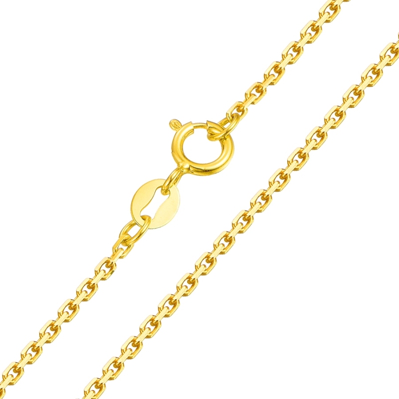

Real 18K Yellow Gold Necklace Women Luck Long Cable Chain Link Necklace 1-1.2mmW 40cm - 45cm