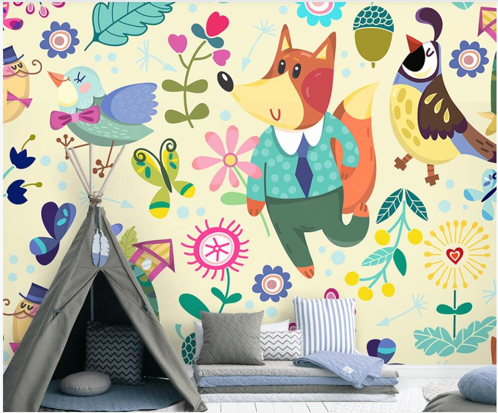 

3d wallpaper custom mural on the wall Animal big party flowers butterfly Children's room home decor photo wallpaper for walls 3 d, Non-woven wallpaper