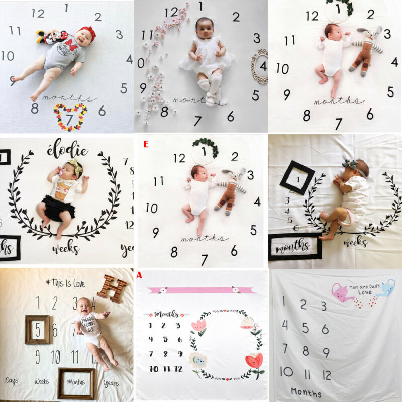 

Newborn Baby Monthly Growth Milestone Blanket Photography Prop Background Cloth