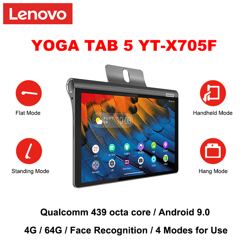 

Lenovo YOGA TAB 5 X705F 10.1 inch Qualcomm 439 octa core Android 9.0 4G RAM 64G RAM face recognition wifi version tablet PC, Black