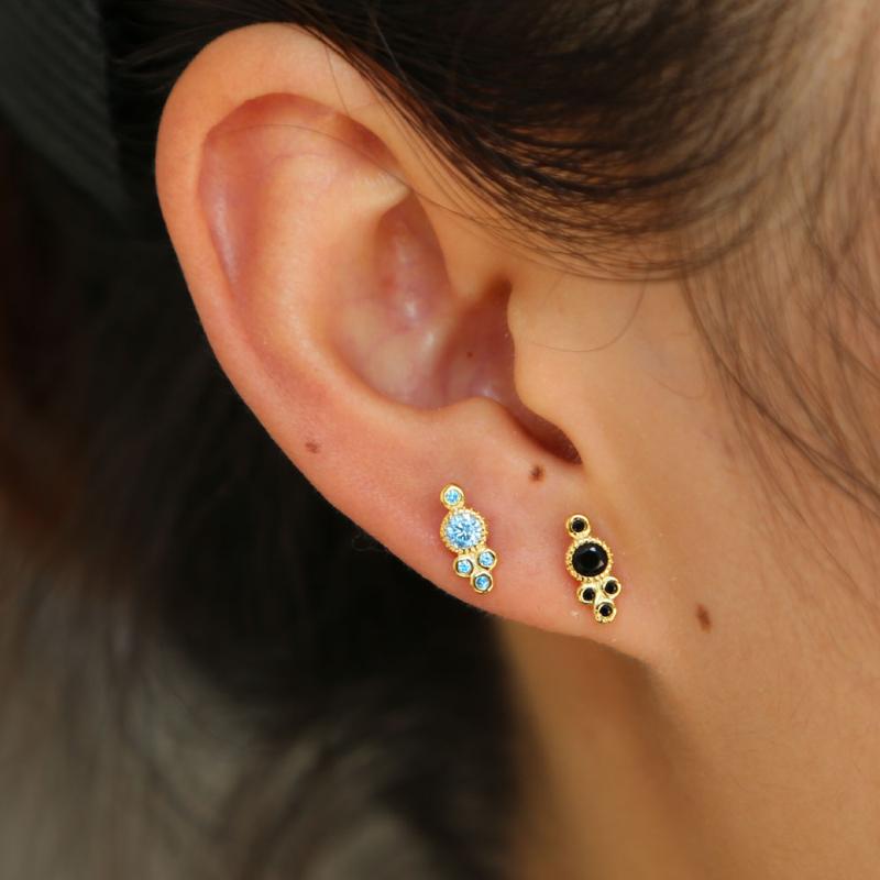 

100% s925 silver delicate very tiny mini blue red black cubic zirconia clip on women multiple earring girls cute lovely for kids