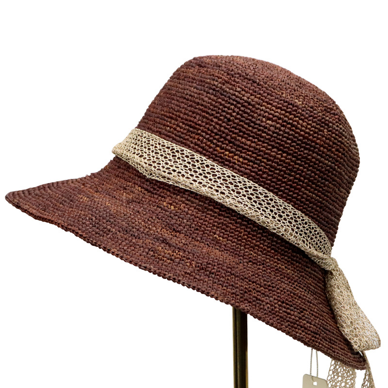 

2020 Hua Hua high-end boutique hand hook lafite grass bowknot, thin woven straw hat new costume