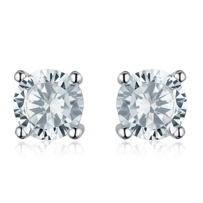 

925 Sterling Silver Earring Clear Cubic Zirconia 6.0mm Classic Stud Earring with Different Colors Women Gift Fashion Jewelry