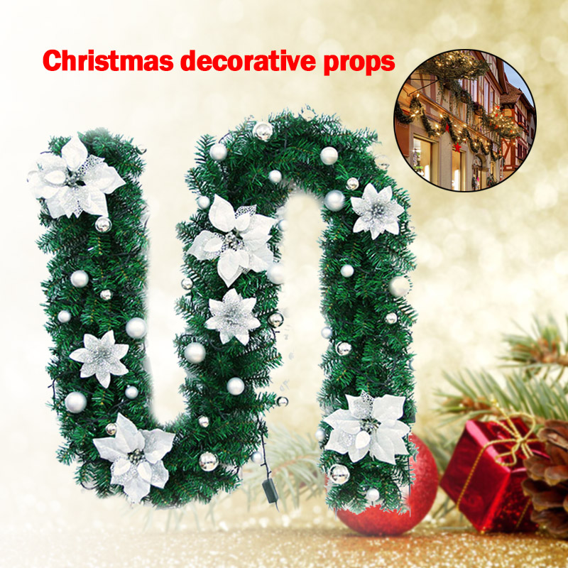 

Artificial Flower Vines Christmas Decor Rattan Home Door Hanging Props Mall Showcase Decor L9 #2, Blue without light