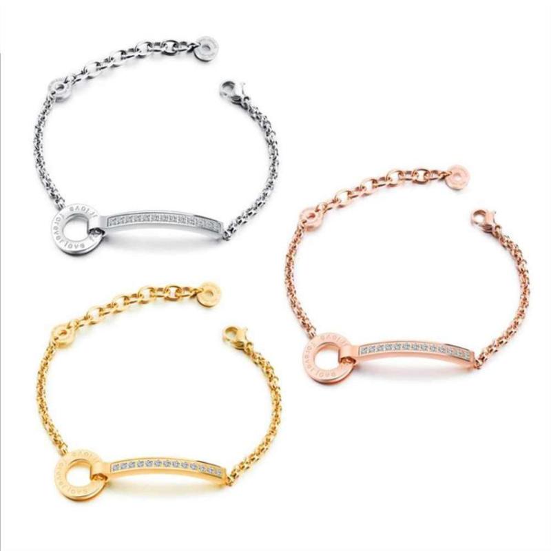 

Women Jewelr Titanium steel Electroplated Rose Gold Fashion letters Bracelet so044