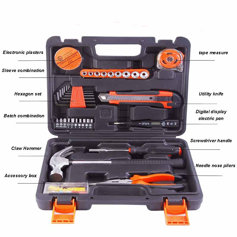 

ZK30 Hand Tool Set General Household Repair Hand Tool Kit with Plastic Toolbox Storage Case Socket Wrench Screwdriver Knife