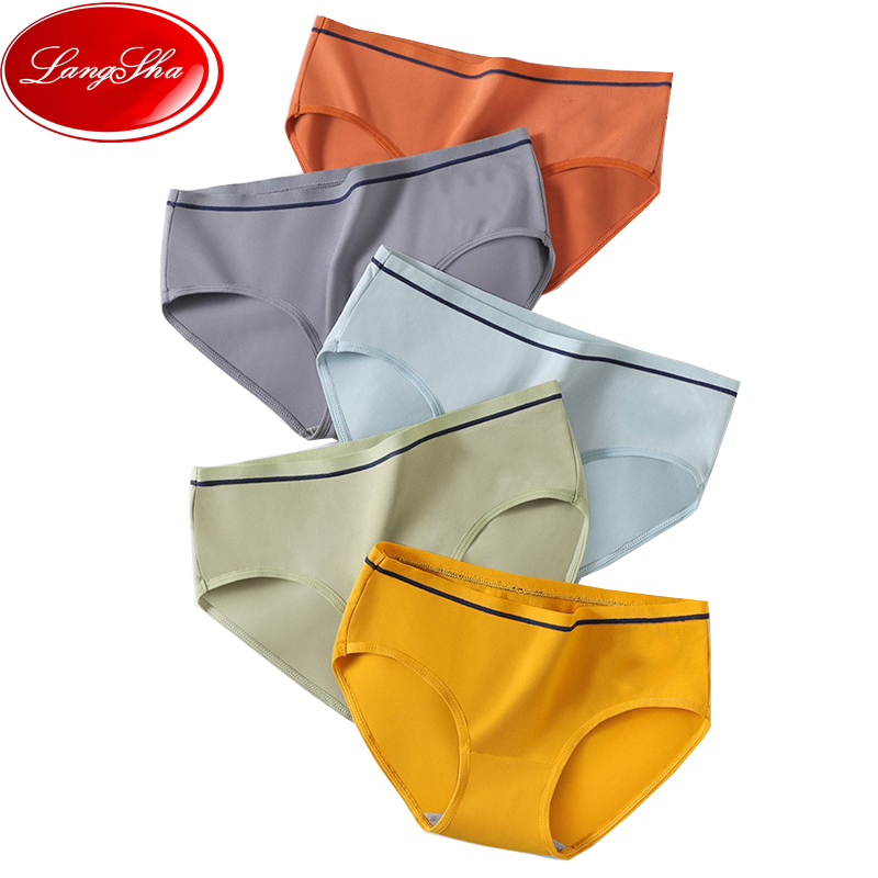 

LANGSHA 3Pcs/set Cotton Women Panties Comfort Soft Fashion Female Breathable Underwear Seamless Low Waist for Girls Briefs L XL, 8503 set5