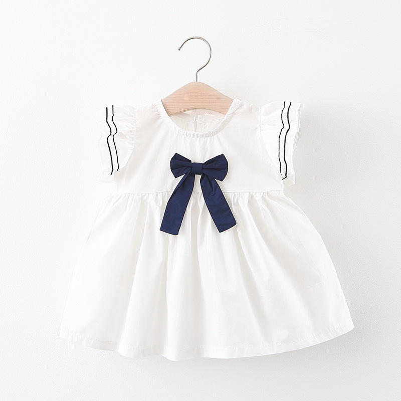 

Bow Baby Girls Dress 2020 New Summer Casual Infant Clothes Solid Color O-neck Newborns Princess Dresses Baby Costume, Pink