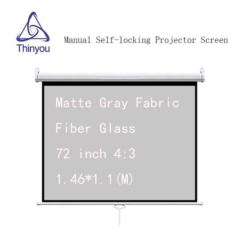 

Thinyou 72 inch 4:3 projector Screen Manual Auto Self-Locking Matte Gray Fabric Fiber Glass Manual Pull Down Screen