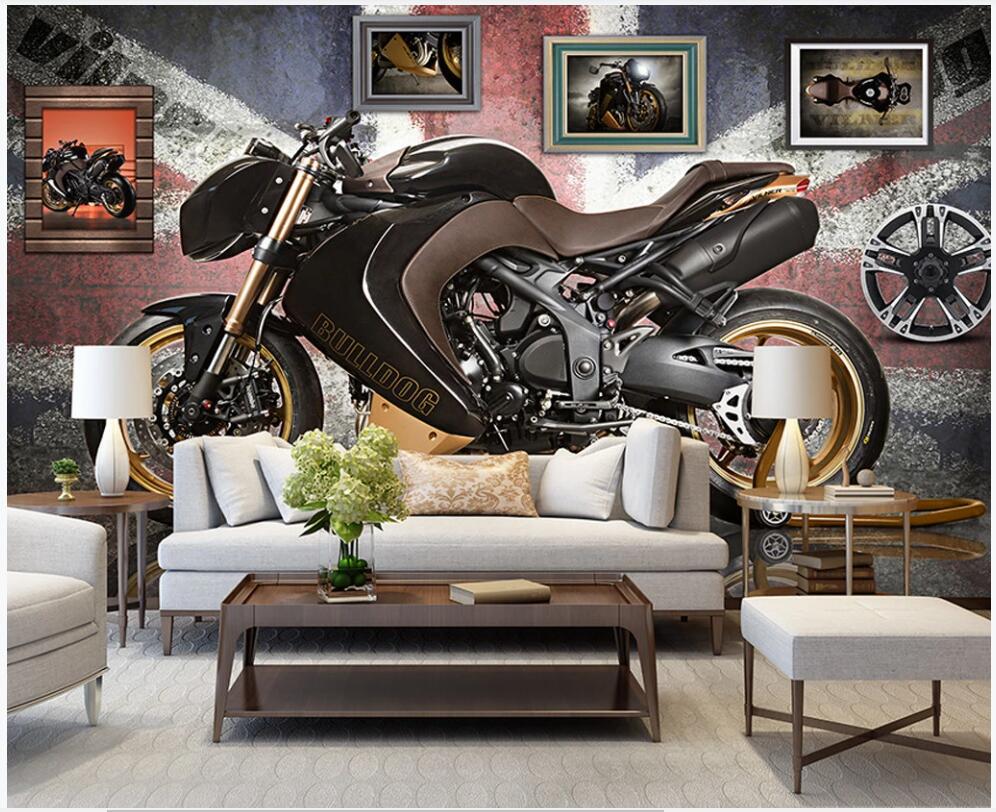 

3D wallpaper custom photo mural Retro nostalgic British style motorcycle room Home decor 3d wall muals wall paper for walls 3 d in rolls, Non woven