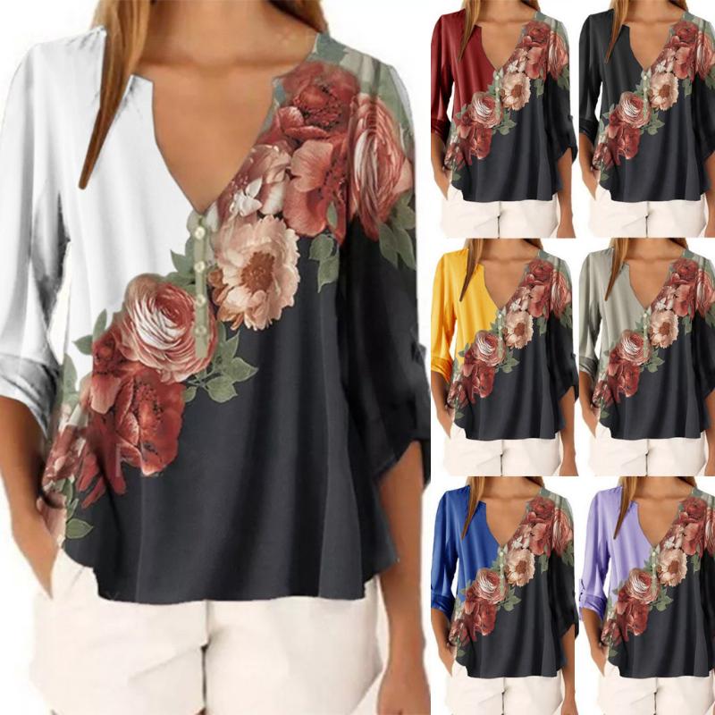

Summer Floral Print Women Blouse 5XL Plus Size Blouses Half Sleeve Beach Shirt Office Work Shirts Blusas Feminina Top 7.7, We