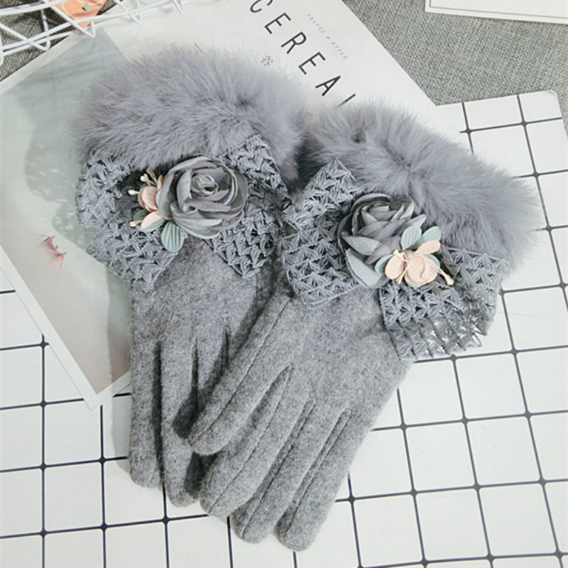 

women winter Cashmere gray fashion Gloves Mittens