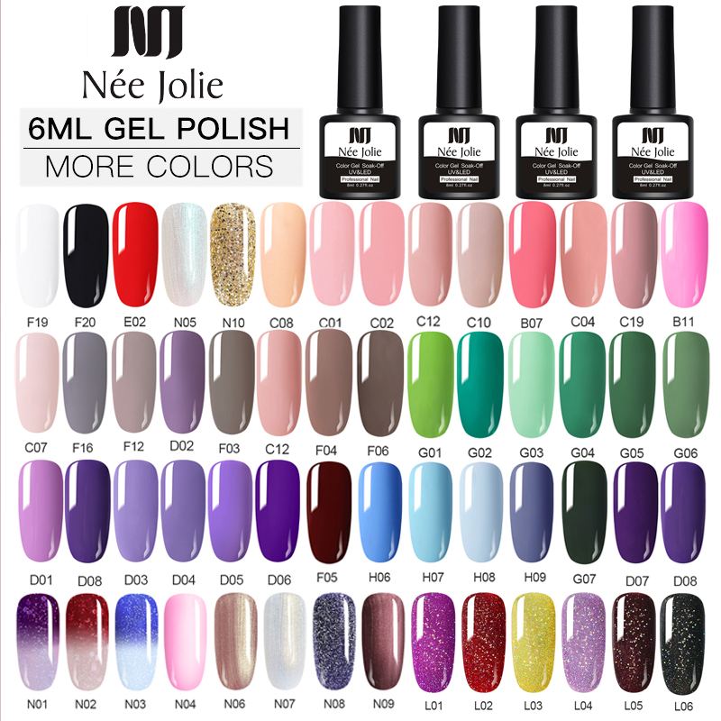 

NEE JOLIE 8ML Gel Polish Set UV Vernis Semi Permanent Top Coat Nail Gel Varnish Nail Art Polishes Nails, B07