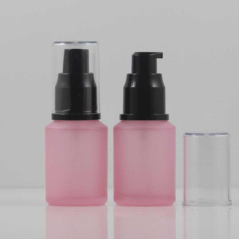 

Empty 30ml Lotion Bottle Pink Frosted,Glass Spray Pump Container