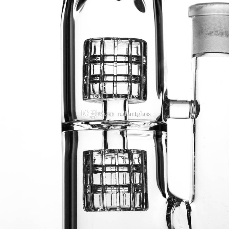 

Hookahs bong Wholesale double Cage Junior glass bongs water pipe smoking pipes 14.5" tall 5mm thickness