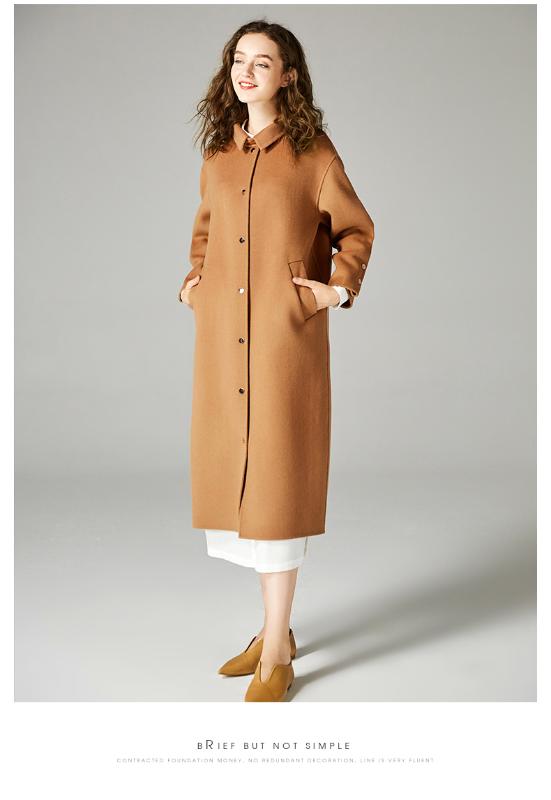 

New 2020 Woolen coat High quality Women' 100% Wool Coat Autumn Winter 2020 Fashion Solid Woolen Slim Thicken Long Outerwear, Black