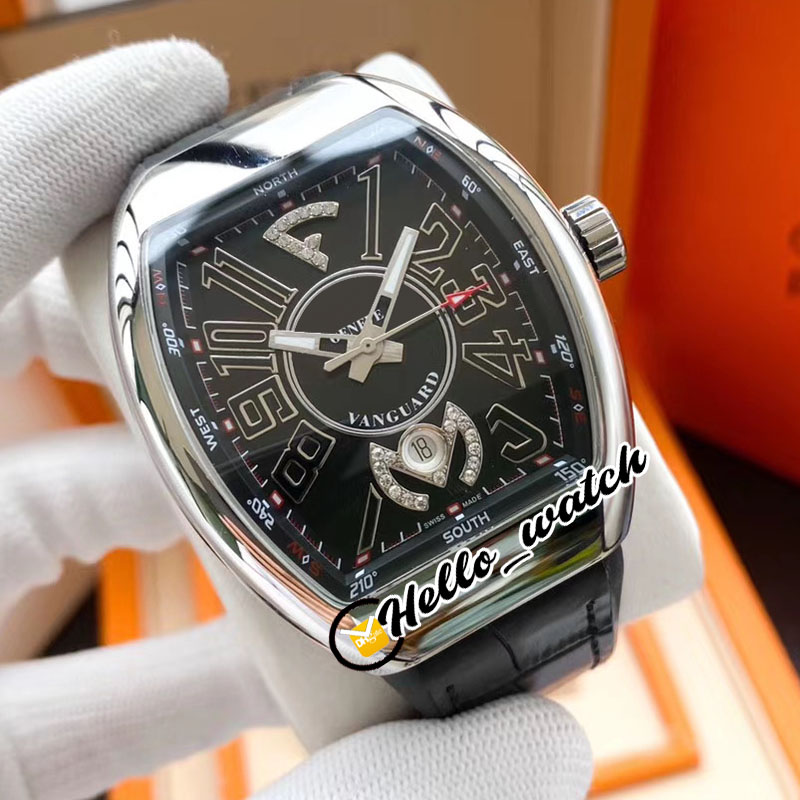 

New Men's Collection Vanguard 3D Black Dial V 45 SC DT Automatic Mens Watch Steel Case Leather Rubber Strap Watches Hello_Watch 7 Color, Waterproof service