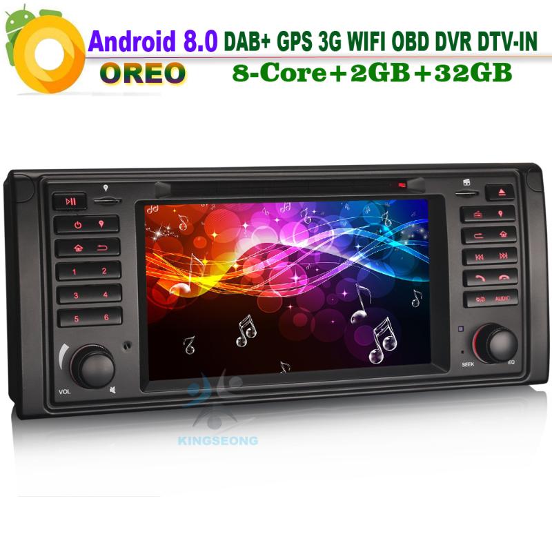 

8-Core Android 8.0 CD Head Unit GPS Sat Navi DAB+ Radio 3G Car DVD player DTV-IN CAM-IN RDS BT DVD AUX OBD FOR E39 X5 E53 M5