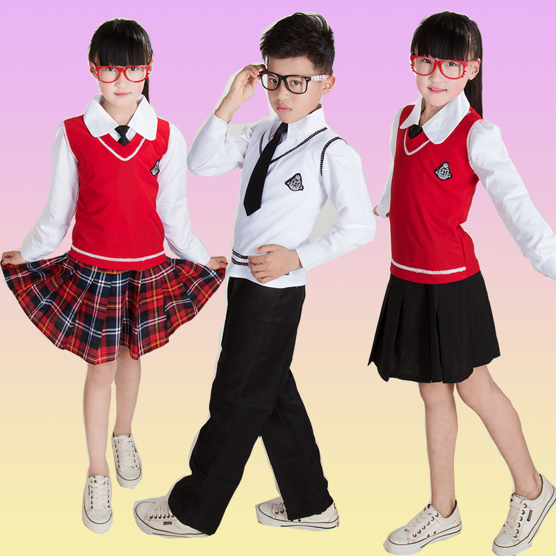 

Children's Chorus Costume Boys and Girls School Uniform Primary School Students Long-sleeved England Uniforms, Black