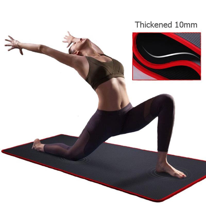 

10mm Yoga Mat Extra Thick 1830*610mm NRB Non-slip Pillow Mat For Men Women Fitness Tasteless Gym Exercise Pads Pilates Yoga, Red