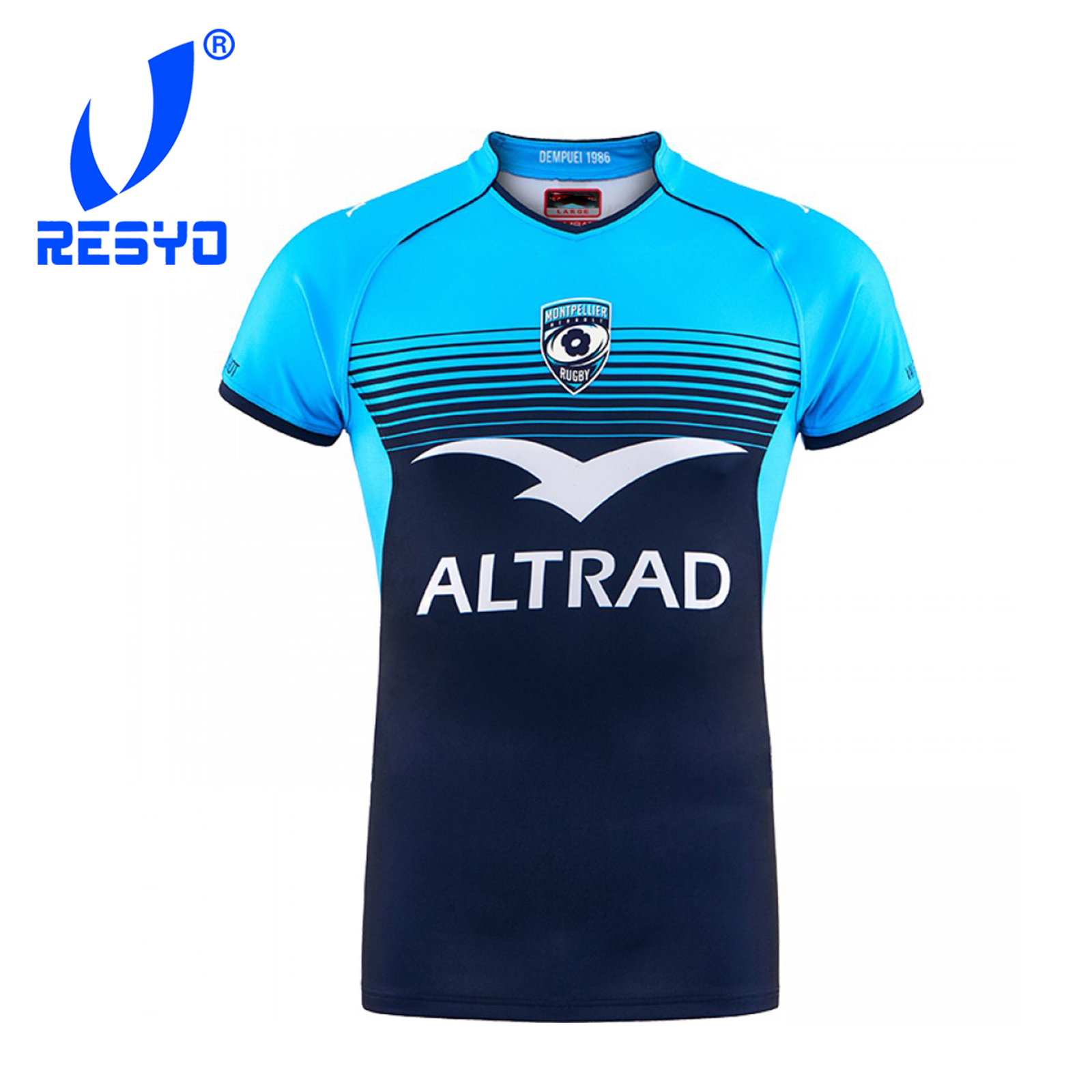 

RESYO FOR MHR 17/18 HOME BLUE LT RUGBY JERSEY Sport Shirt S-3XL, Black