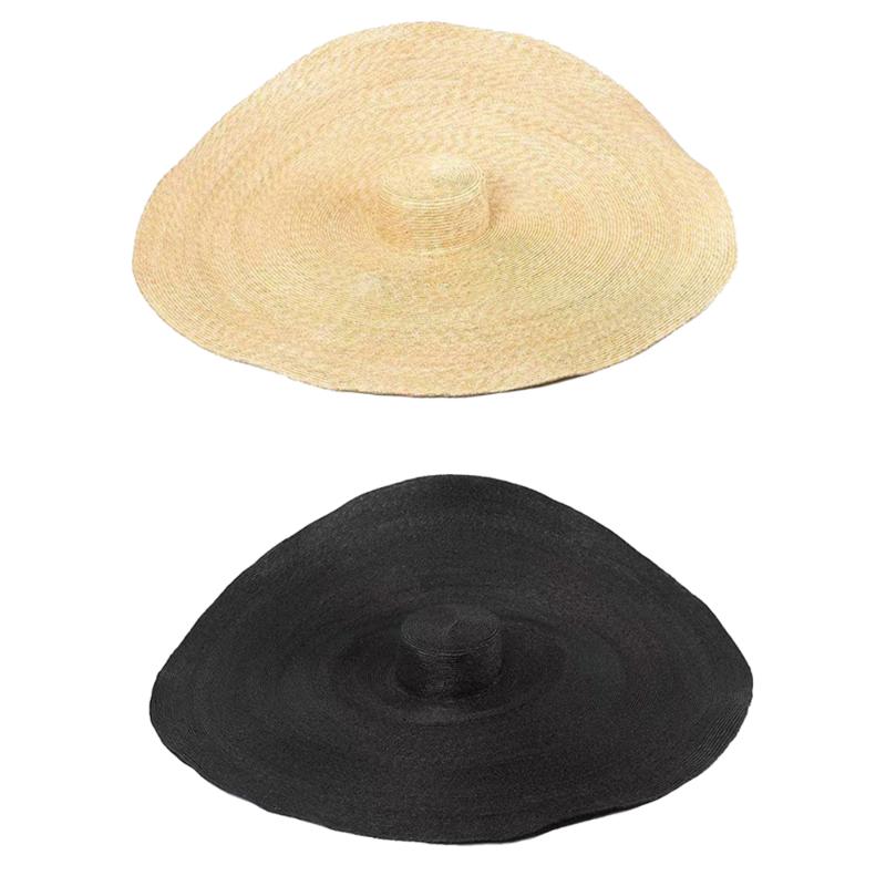 

80cm Women Oversized Collapsible Sunshade Beach Hat Large Sun Hat Beach Protection Foldable Straw Cap Cover Holiday Vacation, Khaki