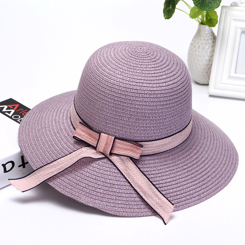

2020 New Sun Hats Women Bowknot UV Protction Straw Caps Summer Cap Casual Shade Hat Panama Hat girls Beach, Khaki