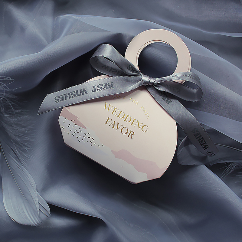 

30/60pcs Candy Paper Bag Best Wish Gift Packaging Wedding Bridesmaid Souvenirs Dragee Gift Box Cake Party Decor with Ribbon