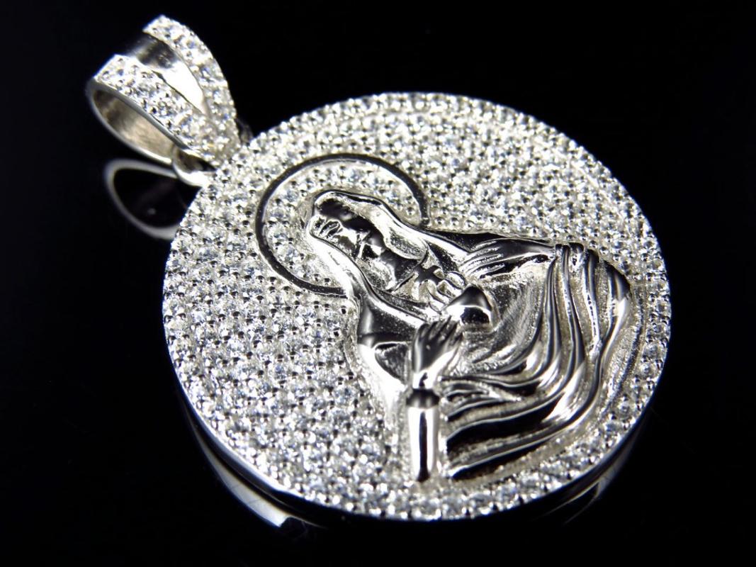 

mother mary necklace for men women 24" chain hip hop bling iced out cz Rock Hiphop jewelry promotion