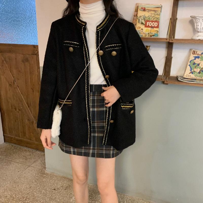 

Autumn Winter Plus Size Women Woolen Coats Fashion Slim Ladies temperament Jacket Female Clothing Q1089, Black
